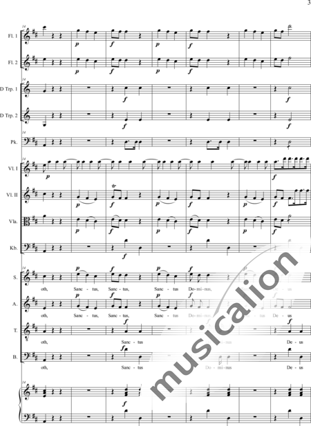 Emmerig, Wolfgang Joseph: Missa solemnis: Sanctus - Choir>SATB+Fl2+Tpt2+Tmp+Org+[Vln2+Vla+Db]:3