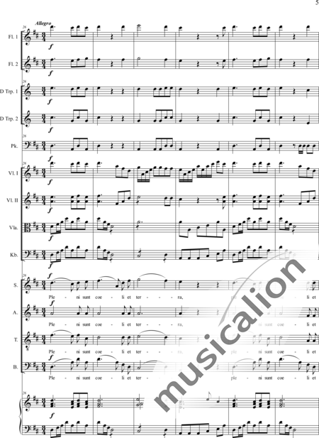 Emmerig, Wolfgang Joseph: Missa solemnis: Sanctus - Choir>SATB+Fl2+Tpt2+Tmp+Org+[Vln2+Vla+Db]:5