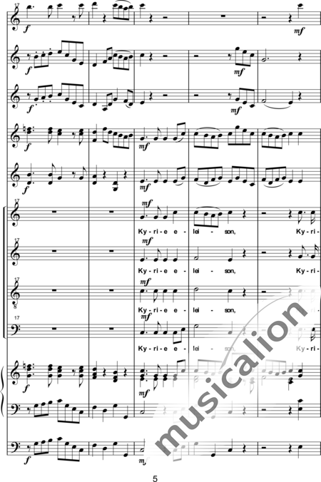Est (Stocker), L. B. (Stephan): Messe in C: Kyrie - Chor>SATB+[Fl+Klar2]+Org+[Vl2+Kb]:5