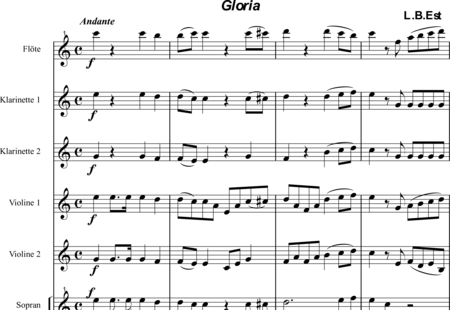 Est (Stocker), L. B. (Stephan): Mass in C: Gloria - Coro>SATB+[Fl+Clar2]+Org+[Vl2+Cb]:0