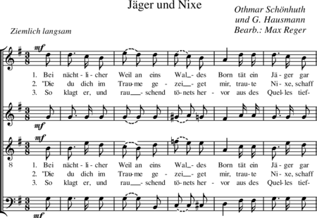 Reger, Max: Jäger und Nixe (Bei nächtlicher Weil ...) - Choir>SATB:0