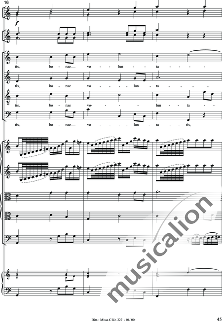 Dittersdorf, Karl Ditters von: "Solemn Mass" in C - Solo>sop/alt/ten/bass+Choir>SATB+Oboe 2+Bassoon+Hn2+[Org+Cnt]+[Vln2+Vla2+Vlc+Db]:45