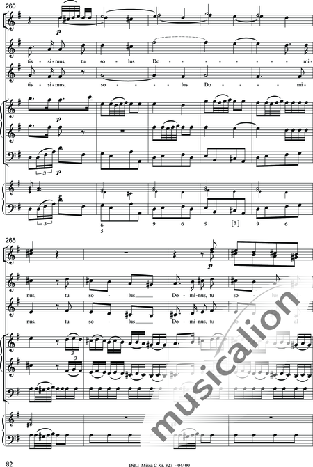 Dittersdorf, Karl Ditters von: "Solemn Mass" in C - Solo>sop/alt/ten/bass+Choir>SATB+Oboe 2+Bassoon+Hn2+[Org+Cnt]+[Vln2+Vla2+Vlc+Db]:82