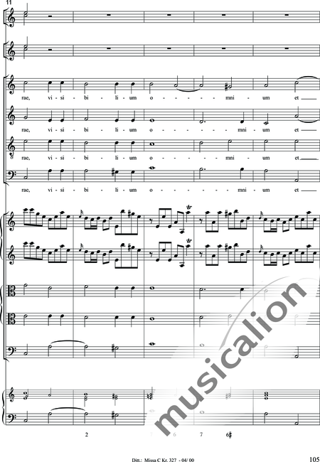 Dittersdorf, Karl Ditters von: "Solemn Mass" in C - Solo>sop/alt/ten/bass+Choir>SATB+Oboe 2+Bassoon+Hn2+[Org+Cnt]+[Vln2+Vla2+Vlc+Db]:105