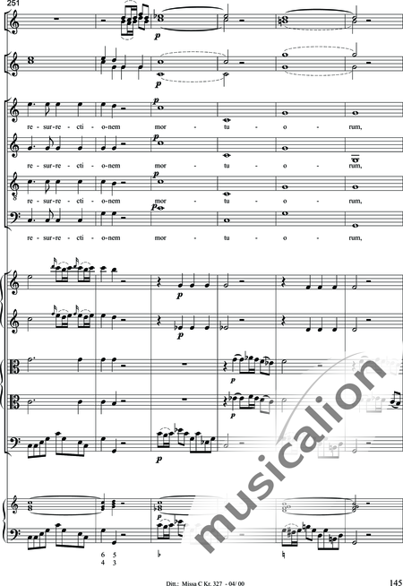 Dittersdorf, Karl Ditters von: "Solemn Mass" in C - Solo>sop/alt/ten/bass+Choir>SATB+Oboe 2+Bassoon+Hn2+[Org+Cnt]+[Vln2+Vla2+Vlc+Db]:145