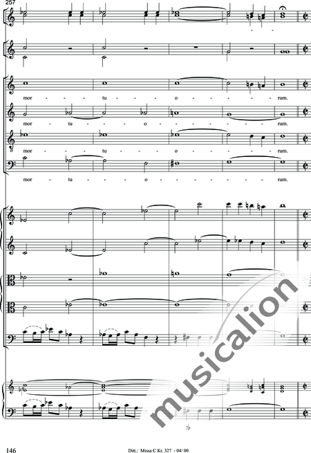 Dittersdorf, Karl Ditters von: "Solemn Mass" in C - Solo>sop/alt/ten/bass+Choir>SATB+Oboe 2+Bassoon+Hn2+[Org+Cnt]+[Vln2+Vla2+Vlc+Db]:146