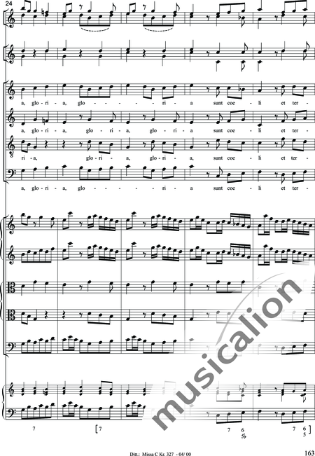 Dittersdorf, Karl Ditters von: "Solemn Mass" in C - Solo>sop/alt/ten/bass+Choir>SATB+Oboe 2+Bassoon+Hn2+[Org+Cnt]+[Vln2+Vla2+Vlc+Db]:163