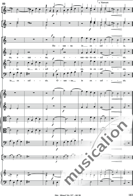 Dittersdorf, Karl Ditters von: "Solemn Mass" in C - Solo>sop/alt/ten/bass+Choir>SATB+Oboe 2+Bassoon+Hn2+[Org+Cnt]+[Vln2+Vla2+Vlc+Db]:183