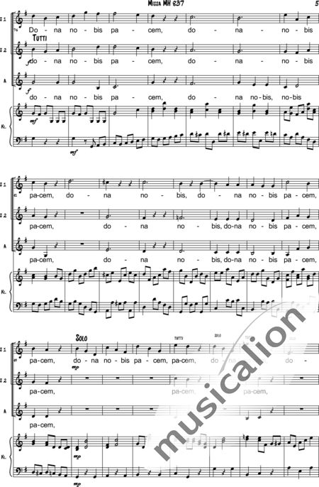 Haydn, (Johann) Michael: Agnus Dei - Solo>sop/alt+Choir>SSA+Pf:5