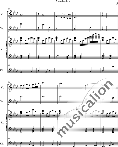 Weidner, Herb: Abendwalzer - Violine+Kl+[Vc+Kb]:5