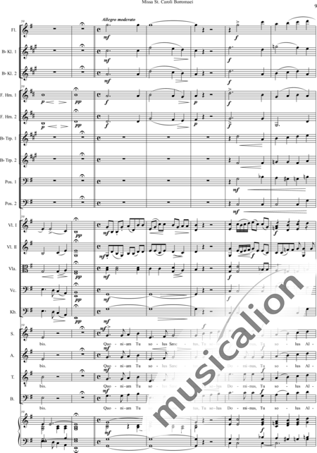 Filke, Max: Missa in G-Dur, St. Caroli Borromaei: Gloria - Solo>Sop/Bass+Chor>SATB+Violoncello+Flöte+KlarB2+[Pos2+HnF2+TrpB2]+Org+[Vl2+Vla+Kb]:9