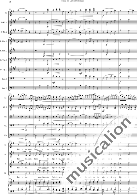 Filke, Max: Missa in G-Dur, St. Caroli Borromaei: Gloria - Solo>Sop/Bass+Chor>SATB+Violoncello+Flöte+KlarB2+[Pos2+HnF2+TrpB2]+Org+[Vl2+Vla+Kb]:12