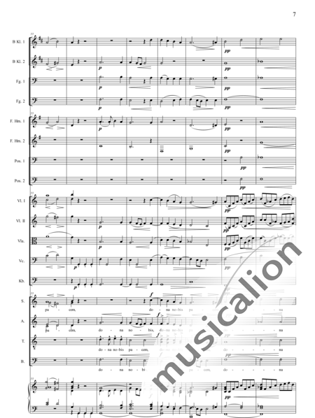 Filke, Max
: Missa in E-flat: Agnus Dei - Coro>SATB+[Clar2+Fg2]+[Cr2+Trb2]+Org+[Vl2+Vla+Vc+Cb]:7