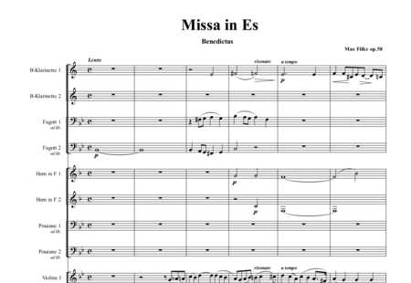 Filke, Max
: Missa in E-flat: Benedictus - Coro>SATB+[Clar2+Fg2]+[Cr2+Trb2]+Org+[Vl2+Vla+Vc+Cb]:0