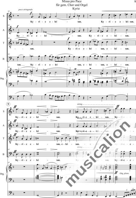 Nowowiejski, Feliks: Missa pro Pace: Kyrie - Chor>SAATTBB+Orgel>mPed:9