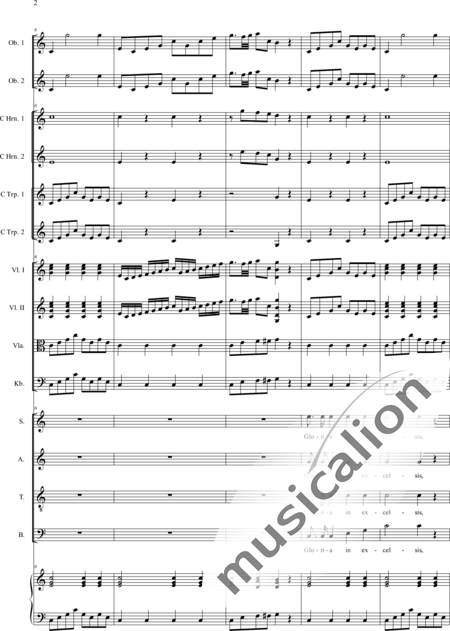 Filtz, Johann Anton: Missa in C: Gloria - Coro>SATB+Ob2+[Cr2+Trp2]+Org+[Vl2+Vla+Cb]:2