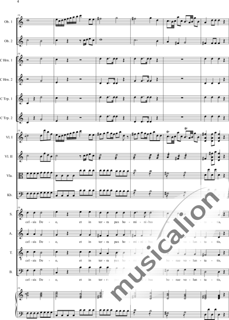 Filtz, Johann Anton: Missa in C: Gloria - Coro>SATB+Ob2+[Cr2+Trp2]+Org+[Vl2+Vla+Cb]:4