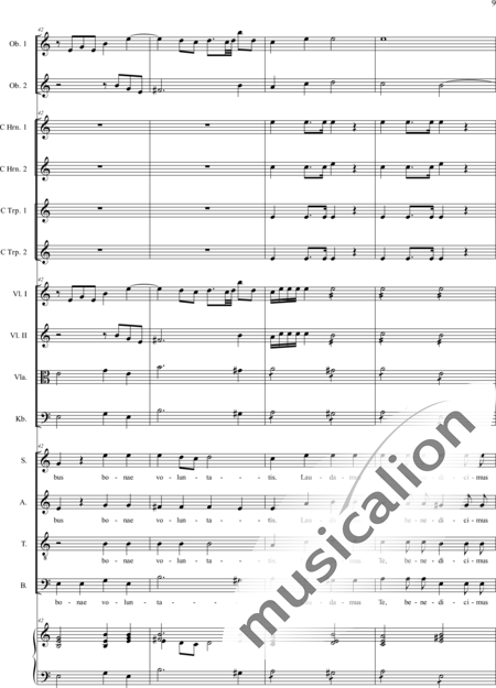 Filtz, Johann Anton: Missa in C: Gloria - Coro>SATB+Ob2+[Cr2+Trp2]+Org+[Vl2+Vla+Cb]:9