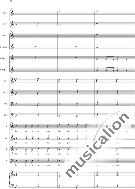 Filtz, Johann Anton: Missa in C: Gloria - Coro>SATB+Ob2+[Cr2+Trp2]+Org+[Vl2+Vla+Cb]:10