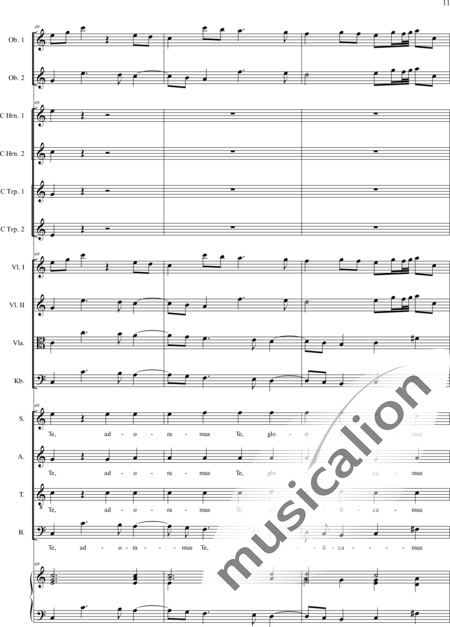 Filtz, Johann Anton: Missa in C: Gloria - Coro>SATB+Ob2+[Cr2+Trp2]+Org+[Vl2+Vla+Cb]:11