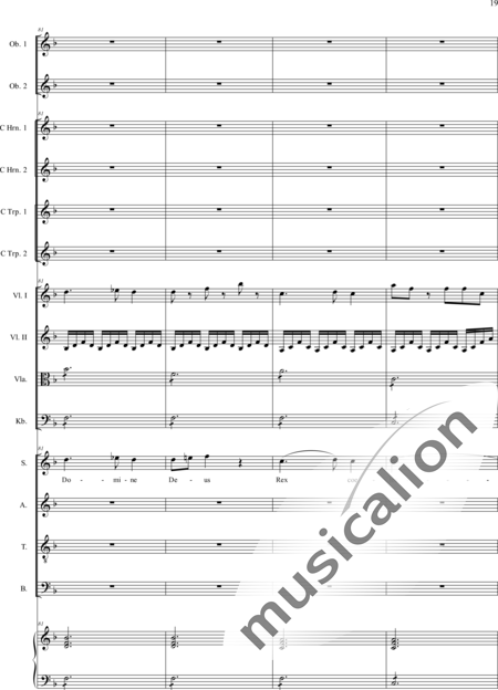 Filtz, Johann Anton: Missa in C: Gloria - Coro>SATB+Ob2+[Cr2+Trp2]+Org+[Vl2+Vla+Cb]:19