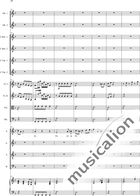 Filtz, Johann Anton: Missa in C: Gloria - Coro>SATB+Ob2+[Cr2+Trp2]+Org+[Vl2+Vla+Cb]:20