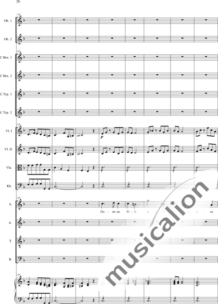 Filtz, Johann Anton: Missa in C: Gloria - Coro>SATB+Ob2+[Cr2+Trp2]+Org+[Vl2+Vla+Cb]:26