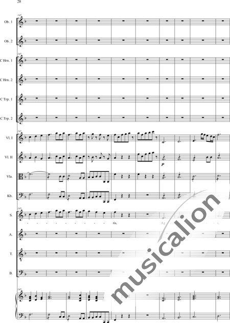 Filtz, Johann Anton: Missa in C: Gloria - Coro>SATB+Ob2+[Cr2+Trp2]+Org+[Vl2+Vla+Cb]:28