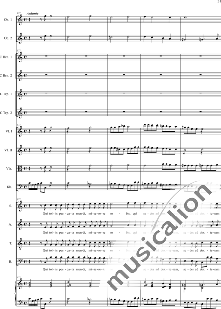 Filtz, Johann Anton: Missa in C: Gloria - Coro>SATB+Ob2+[Cr2+Trp2]+Org+[Vl2+Vla+Cb]:31