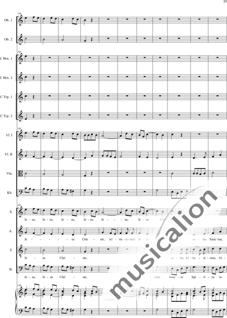 Filtz, Johann Anton: Missa in C: Gloria - Coro>SATB+Ob2+[Cr2+Trp2]+Org+[Vl2+Vla+Cb]:35