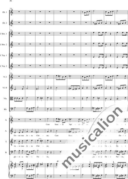 Filtz, Johann Anton: Missa in C: Gloria - Coro>SATB+Ob2+[Cr2+Trp2]+Org+[Vl2+Vla+Cb]:36