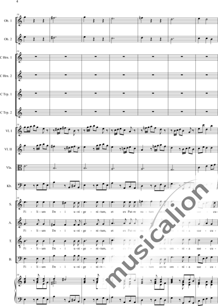 Filtz, Johann Anton: Missa in C: Credo - Solo>sop/alto/Ten+Coro>SATB+Ob2+[Cr2+Trp2]+Org+[Vl2+Vla+Cb]:4