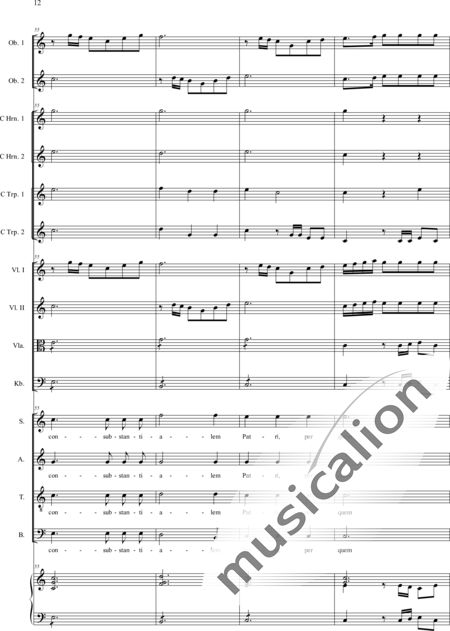 Filtz, Johann Anton: Missa in C: Credo - Solo>sop/alto/Ten+Coro>SATB+Ob2+[Cr2+Trp2]+Org+[Vl2+Vla+Cb]:12