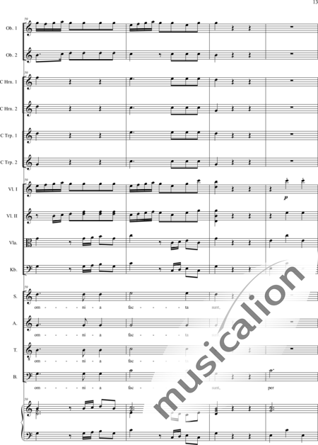 Filtz, Johann Anton: Missa in C: Credo - Solo>sop/alto/Ten+Coro>SATB+Ob2+[Cr2+Trp2]+Org+[Vl2+Vla+Cb]:13