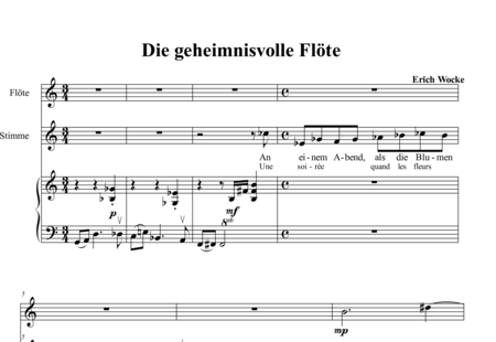 Wocke, Erich: Die geheimnisvolle Flöte (The Mysterious Flute) - Solo>ten+Fl+Pf:0