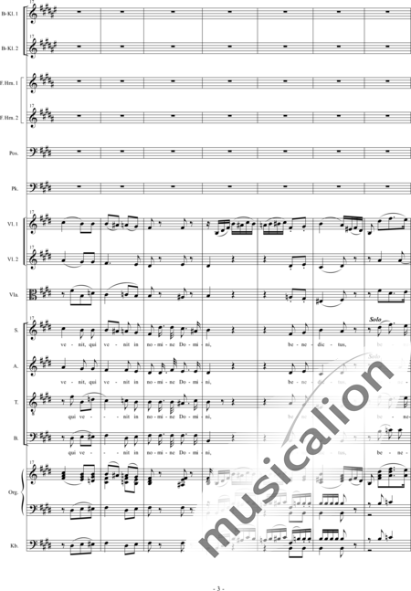 Führer, Robert
: Pastoralmesse A-Dur: Benedictus (Pastoral Mass A-major: Benedictus) - Solo>sop/alto+Coro>SATB+Clar2+[Cr2+Trb]+Tp+Org+[Vl2+Vla+Cb]:3