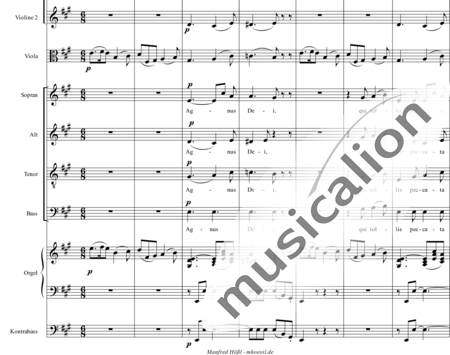 Führer, Robert
: Pastoralmesse A-Dur: Agnus Dei (Pastoral Mass A-major: Agnus Dei) - Solo>sop+Coro>SATB+Clar2+[Cr2+Trb]+Tp+Org+[Vl2+Vla+Cb]:1