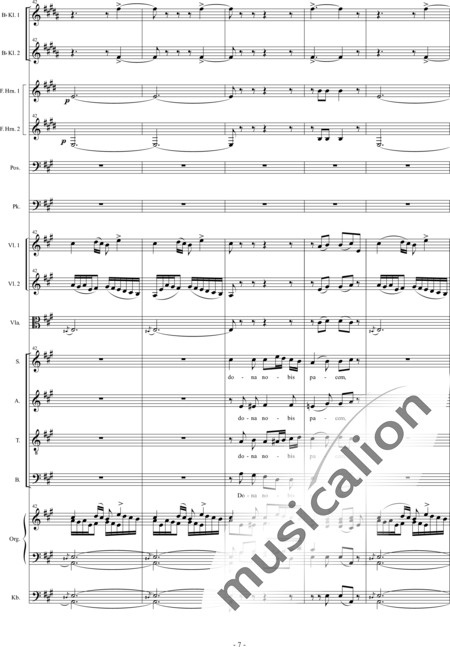Führer, Robert
: Pastoralmesse A-Dur: Agnus Dei (Pastoral Mass A-major: Agnus Dei) - Solo>sop+Coro>SATB+Clar2+[Cr2+Trb]+Tp+Org+[Vl2+Vla+Cb]:7
