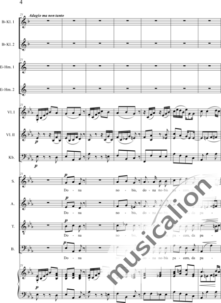 Führer, Robert: Messe (Mass)- Seelig sind die Trauernden: Agnus Dei - Solo>bass+Choir>SATB+ClB2+HnEs2+Org+[Vln2+Db]:4
