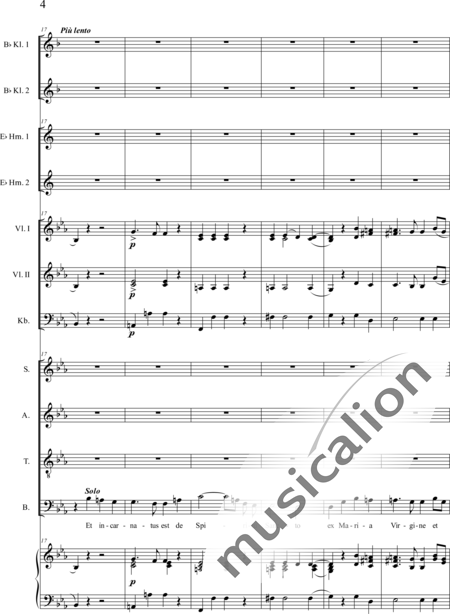 Führer, Robert: Messe (Mass)- Seelig sind die Trauernden: Credo - Solo>sop/bass+Choir>SATB+ClB2+HnEs2+Org+[Vln2+Db]:4