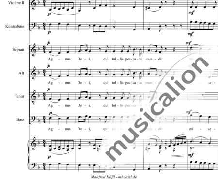 Führer, Robert: Missa 2 in F: Agnus Dei (Mass) - Choir>SATB+ClB2+HnF2+Org+[Vln2+Db]:1