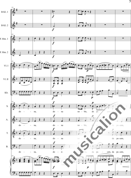Führer, Robert: Missa 2 in F: Agnus Dei (Mass) - Choir>SATB+ClB2+HnF2+Org+[Vln2+Db]:5