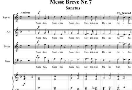 Gounod, Charles
: Messe Breve Nr. 7: Sanctus (Mass) - Coro>SATB+Órgano:0