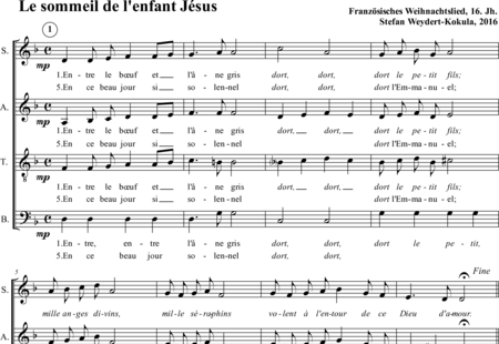 Weydert-Kokula, Stefan: Le sommeil de l'enfant Jésus (Sleep of the Child Jesus) - Coro>SATB:0