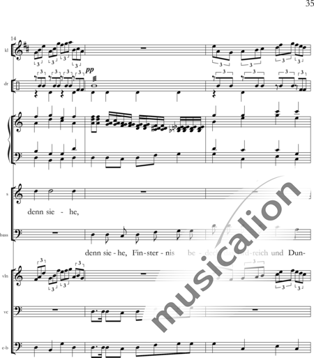 Arning, Eberhard: Epiphany Cantata - Solo>sop/bajo+Coro>SATB+Clar+[Vl+Vc]+Perc+Cem+B-Elec:35