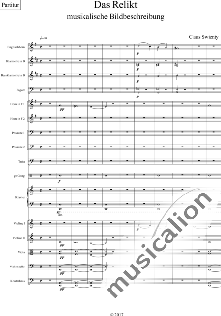 Swienty, Claus: Das Relikt (The Relic) - English horn+Percussion+[Cl2+Bn2]+[Hn4+Tbn2+Tb]+Pf+[Vln2+Vla+Vlc+Db]:2