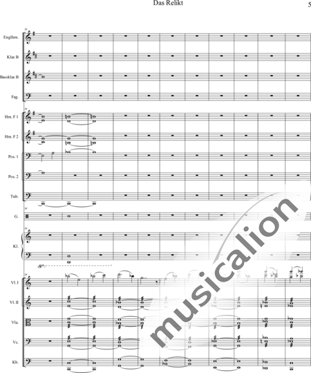 Swienty, Claus: Das Relikt (The Relic) - English horn+Percussion+[Cl2+Bn2]+[Hn4+Tbn2+Tb]+Pf+[Vln2+Vla+Vlc+Db]:5