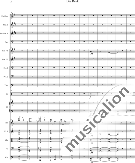 Swienty, Claus: Das Relikt (The Relic) - English horn+Percussion+[Cl2+Bn2]+[Hn4+Tbn2+Tb]+Pf+[Vln2+Vla+Vlc+Db]:6