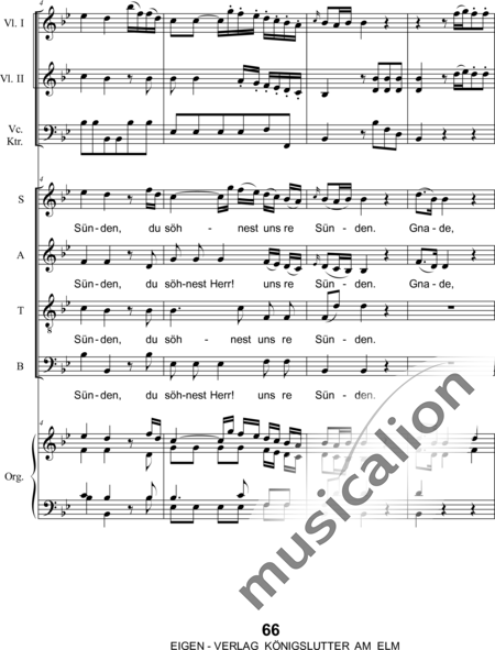Mozart, Wolfgang Amadeus: Allerbarmer höre, ach höre: Satz 5 Hear mercifully, oh hear: 5th movement) - Choir>SATB+Org+[Vln2+Vlc+Db]:2