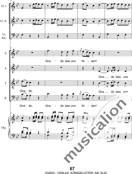 Mozart, Wolfgang Amadeus: Allerbarmer höre, ach höre: Satz 5 Hear mercifully, oh hear: 5th movement) - Choir>SATB+Org+[Vln2+Vlc+Db]:3